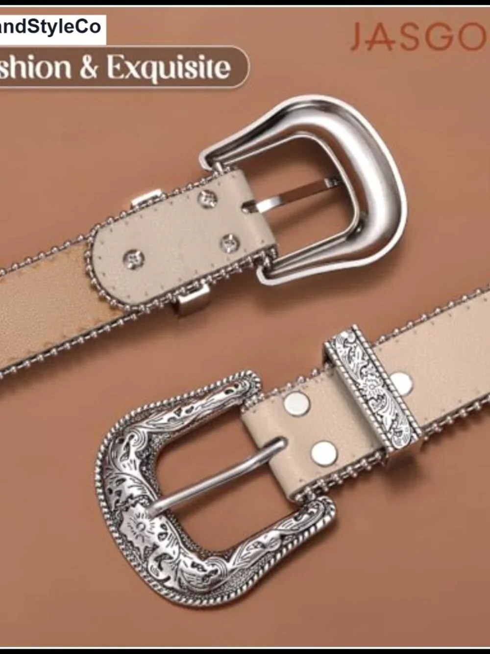 Vintage Western Belt with Silver Buckle, Faux Leather, Adjustable, Cowgirl